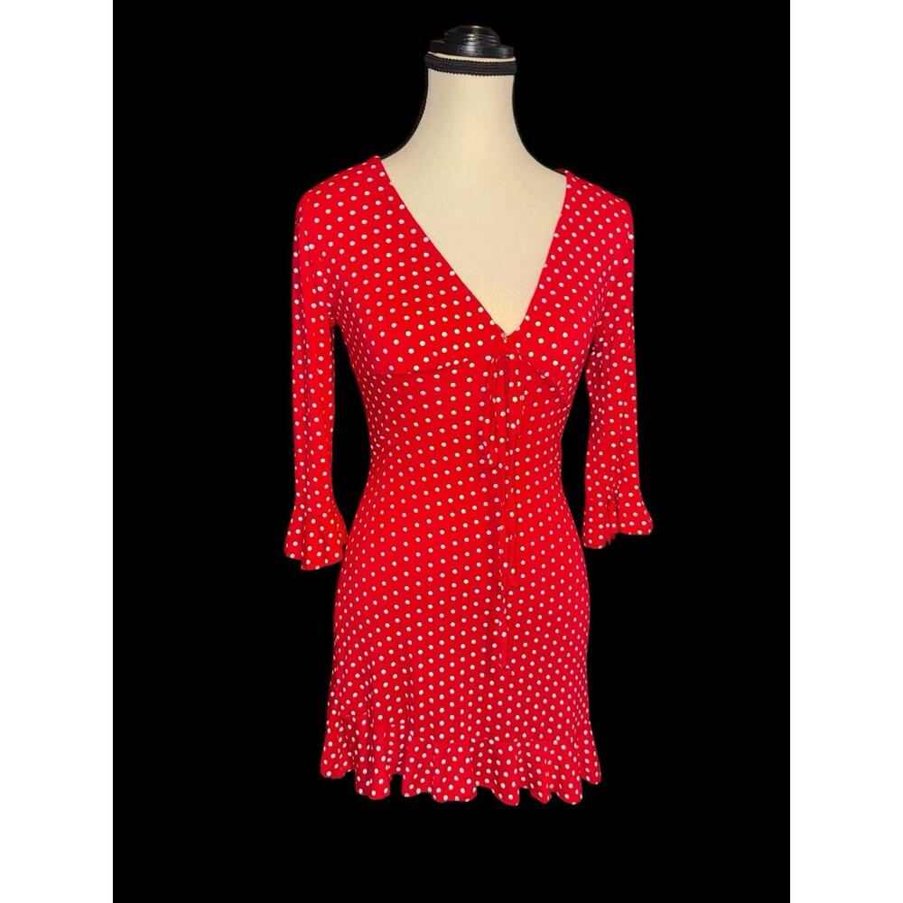 MISSGUIDED Red White Polka Dot Dress Bodycon Swing Sz 8